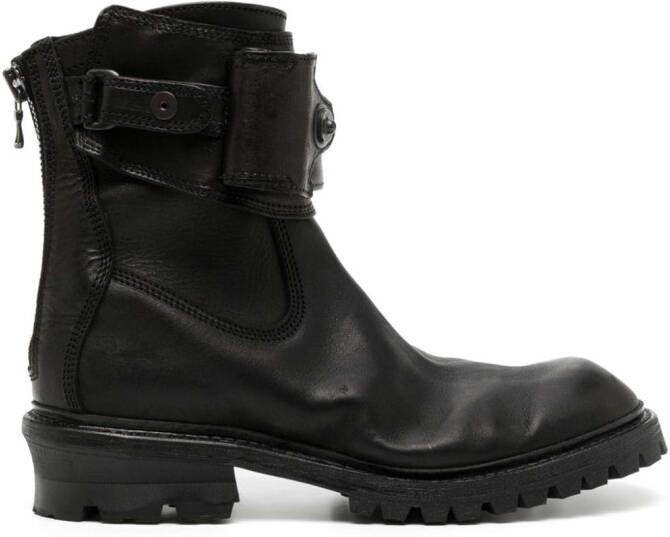 Julius round-toe leather boots Black