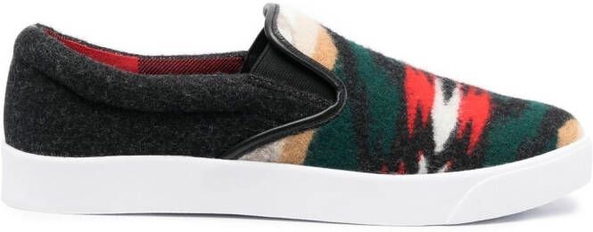 Junya Watanabe MAN abstract-pattern wool sneakers Green