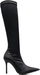 Just Cavalli 100mm logo-plaque knee-high boots Black