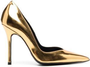 Just Cavalli 110mm metallic-effect pointed pumps Yellow