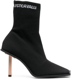 Just Cavalli 85mm intarsia-knit ankle boots Black