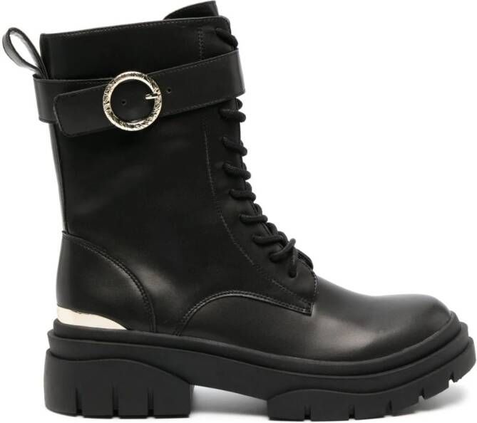 Just Cavalli belted-ankle leather boots Black