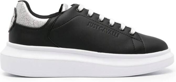 Just Cavalli glitter lace-up sneakers Black