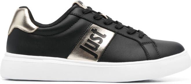 Just Cavalli logo metallic-stripe sneakers Black