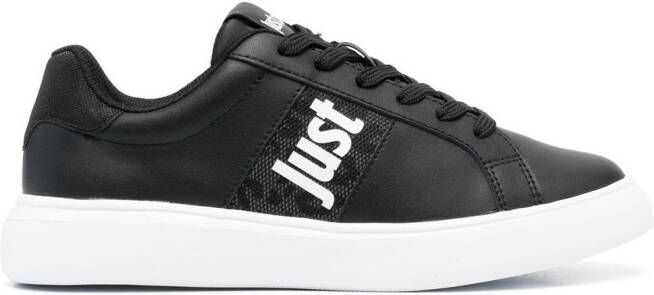 Just Cavalli logo print leather low-top sneakers Black