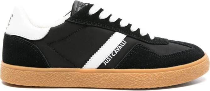 Just Cavalli panelled leather lace-up sneakers Black