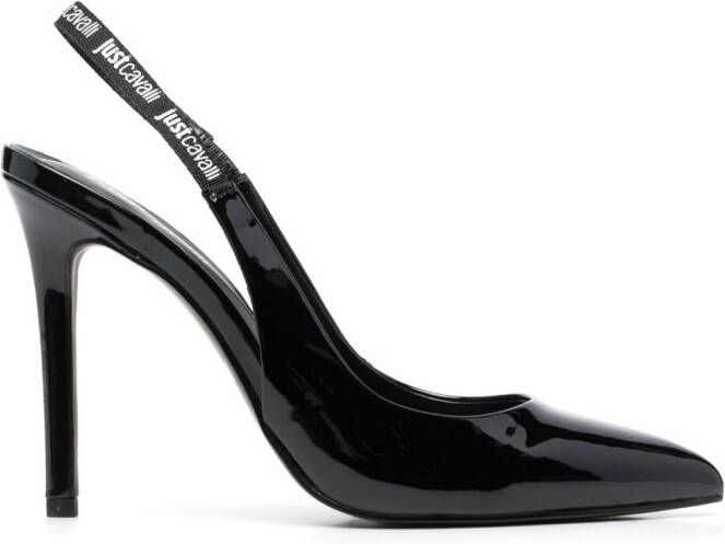 Just Cavalli patent-finish slingback pumps Black