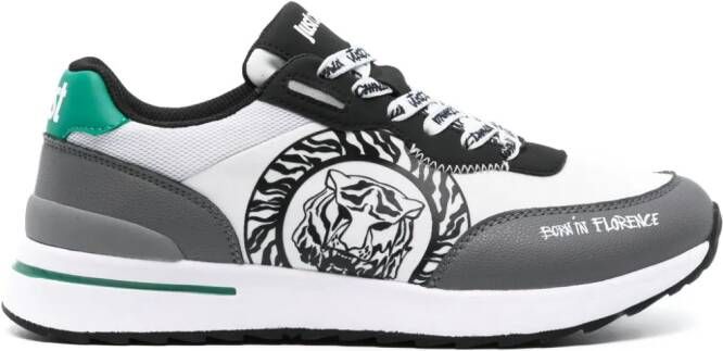 Just Cavalli Tiger Head-print leather sneakers White