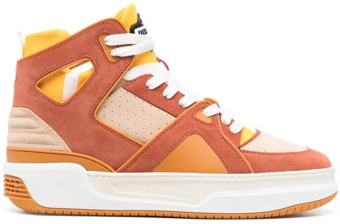 Just Don panelled high-top sneakers Orange