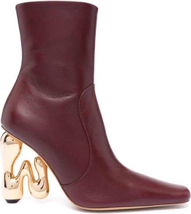 JW Anderson 105mm sculpted-heel leather boots Red