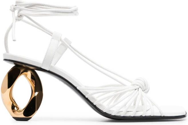 JW Anderson chain-heel leather 75mm sandals White