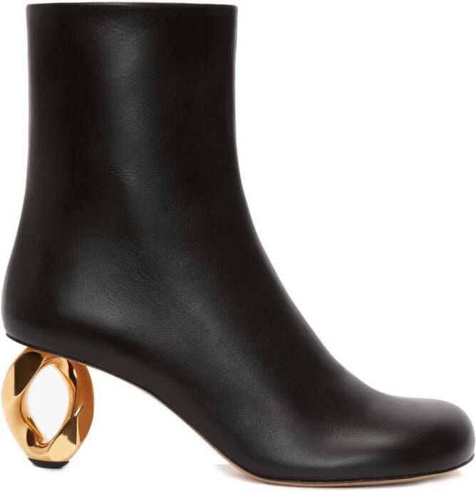 JW Anderson Chain-heel leather ankle boots Black