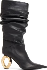 JW Anderson chain-heel ruched boots Black