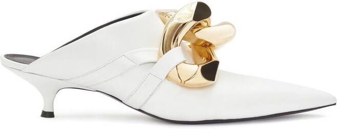 JW Anderson Chain leather kitten mules White