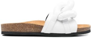 JW Anderson chain-link leather slides White