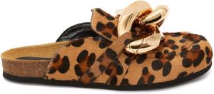JW Anderson Chain Loafer leopard print mules Brown