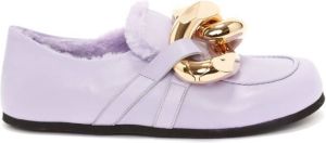 JW Anderson chain-trim leather loafers Purple
