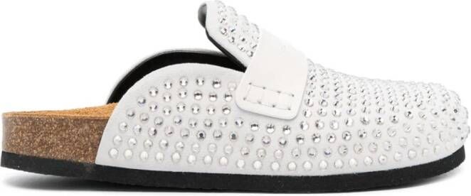 JW Anderson crystal-embellished leather slippers White