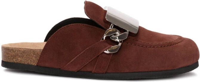 JW Anderson Gourmet Chain suede mules Red