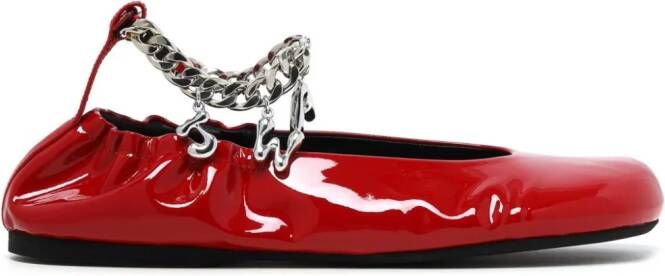 JW Anderson logo-charm leather ballerinas Red