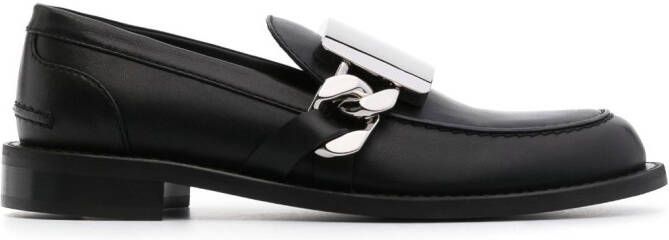 JW Anderson logo-engraved leather loafers Black