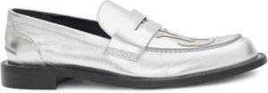 JW Anderson logo-patch leather moccasin loafers Silver