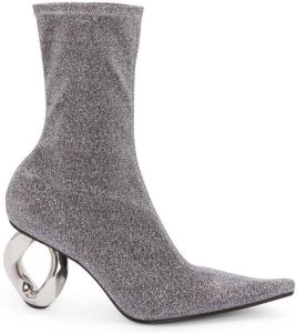 JW Anderson metallic chain-heel ankle boots Grey
