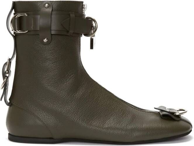 JW Anderson padlock ankle boots Green