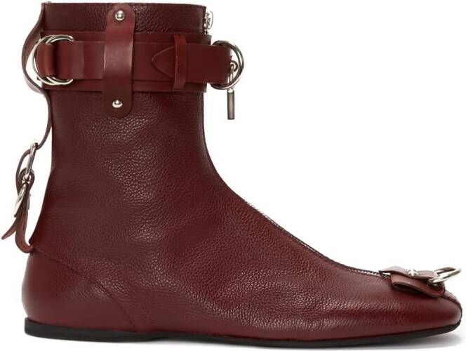 JW Anderson padlock ankle boots Red