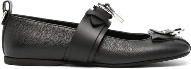 JW Anderson padlock-detail leather ballerina shoes Black