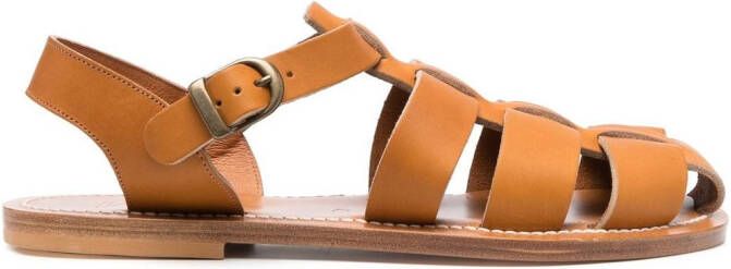 K. Jacques caged-design calf-leather sandals Brown