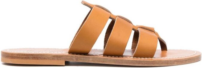 K. Jacques caged-design calf-leather slides Brown