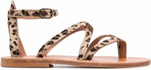 K. Jacques leopard-print leather sandals Neutrals