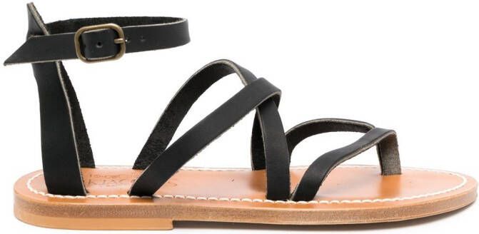 K. Jacques strappy flat leather sandals Black