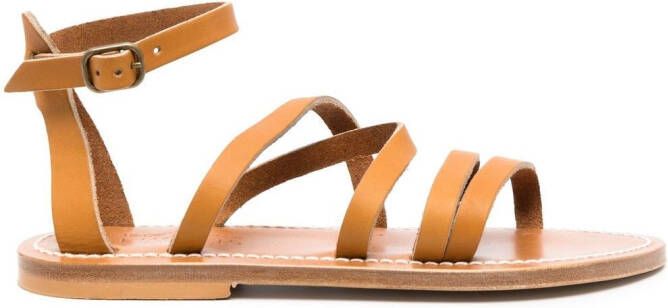 K. Jacques strappy flat leather sandals Neutrals