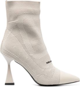 Karl Lagerfeld 100mm logo-print sock-style boots Neutrals