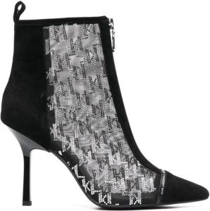 Karl Lagerfeld 100mm monogram-pattern pointed boots Black