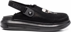 Karl Lagerfeld embroidered-logo slingback slippers Black