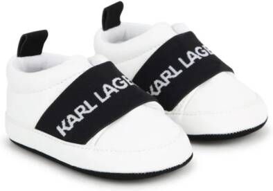 Karl Lagerfeld Kids intarsia-knit logo slippers White