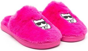 Karl Lagerfeld Kids K ikonik patch-detail slippers Pink