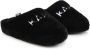 Karl Lagerfeld Kids logo-embroidered faux-fur slippers Black - Thumbnail 1