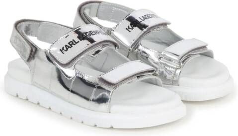 Karl Lagerfeld Kids logo-print metallic sandals Grey