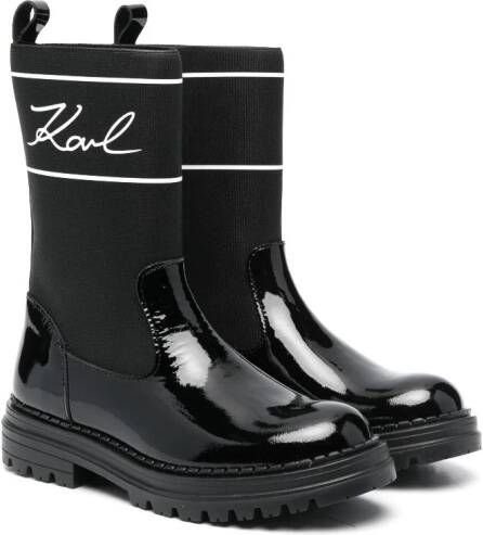 Karl Lagerfeld Kids logo-print round-toe boots Black