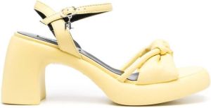 Karl Lagerfeld knot-detail square-toe leather sandals Yellow