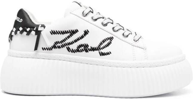 Karl Lagerfeld logo-embroidered low-top platform sneakers White