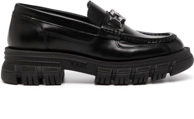 Karl Lagerfeld logo-engraved leather loafers Black