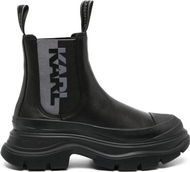 Karl Lagerfeld logo-patch leather ankle boots Black
