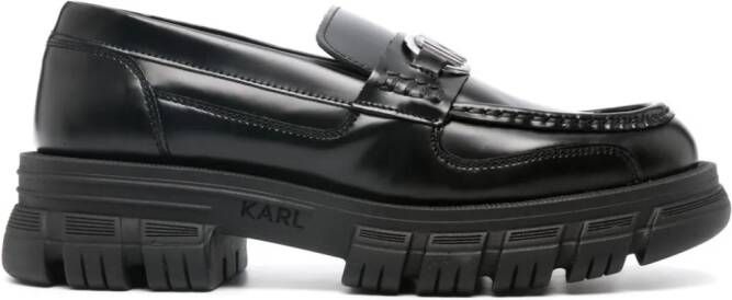 Karl Lagerfeld logo-plaque ridged-sole loafers Black