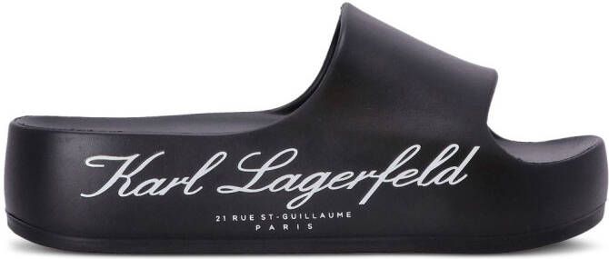 Karl Lagerfeld logo-print flat slides Black