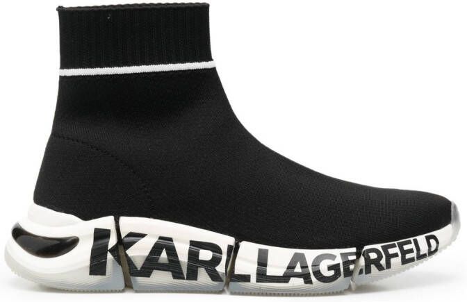 Karl Lagerfeld logo-print knitted-upper sneakers Black